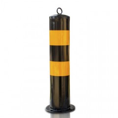 反光警示柱红白道口柱 钢管警示柱 隔离桩 路桩 铁立柱防撞柱50cm加厚黄黑警示柱